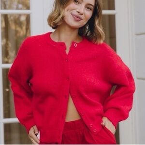 Daily Drills Button Up sweater in red